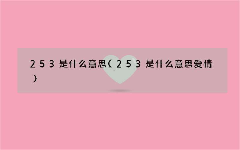 253是什么意思(253是什么意思爱情)