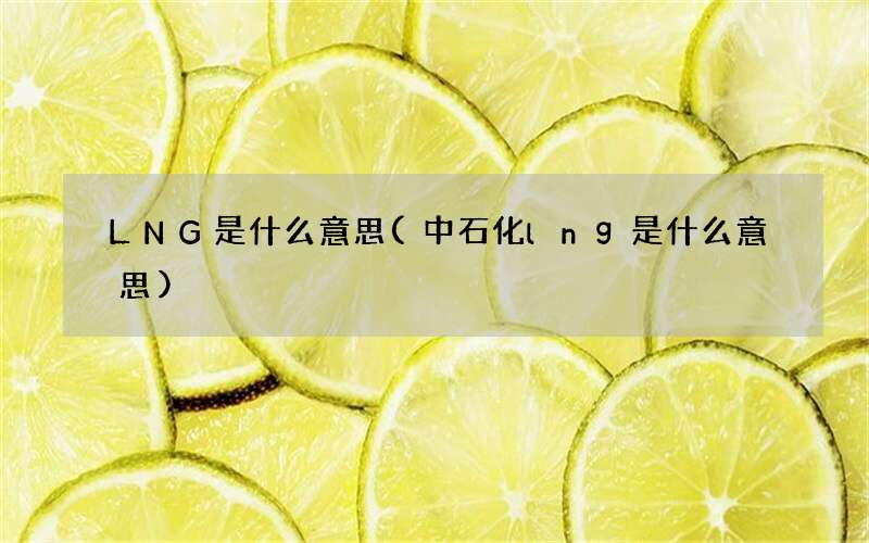 LNG是什么意思(中石化lng是什么意思)