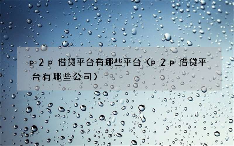 p2p借贷平台有哪些平台（p2p借贷平台有哪些公司）