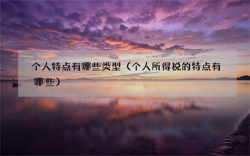 个人特点有哪些类型（个人所得税的特点有哪些）