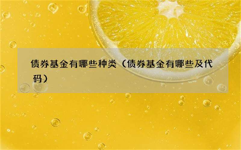 债券基金有哪些种类（债券基金有哪些及代码）
