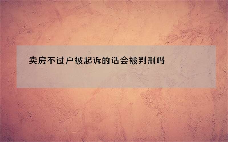 卖房不过户被起诉的话会被判刑吗