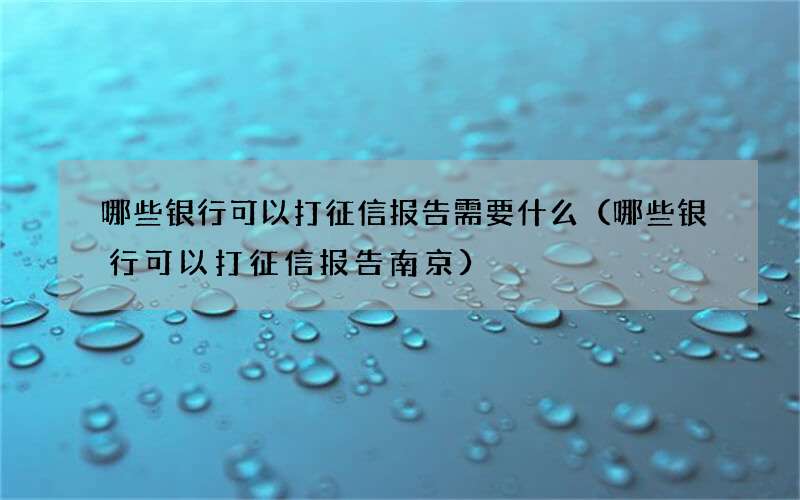 哪些银行可以打征信报告需要什么（哪些银行可以打征信报告南京）