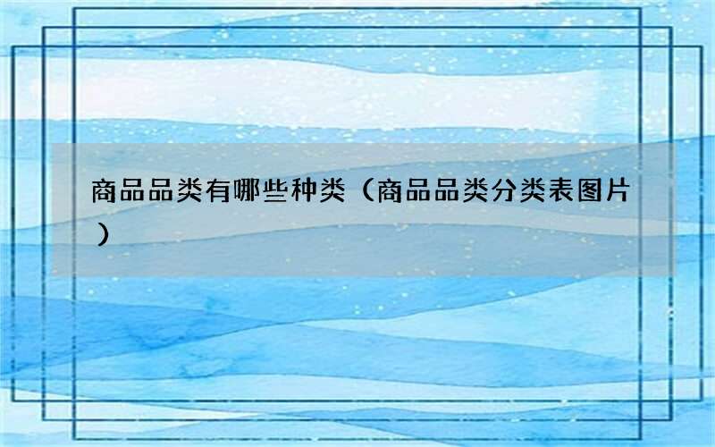 商品品类有哪些种类（商品品类分类表图片）