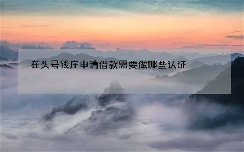 在头号钱庄申请借款需要做哪些认证