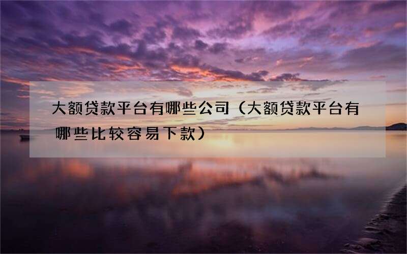 大额贷款平台有哪些公司（大额贷款平台有哪些比较容易下款）