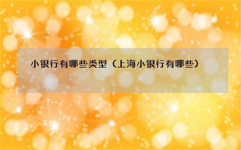小银行有哪些类型（上海小银行有哪些）