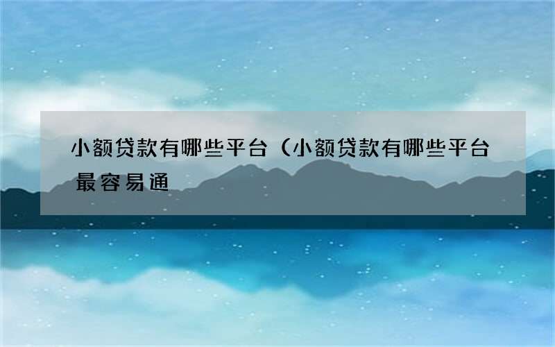 小额贷款有哪些平台（小额贷款有哪些平台最容易通