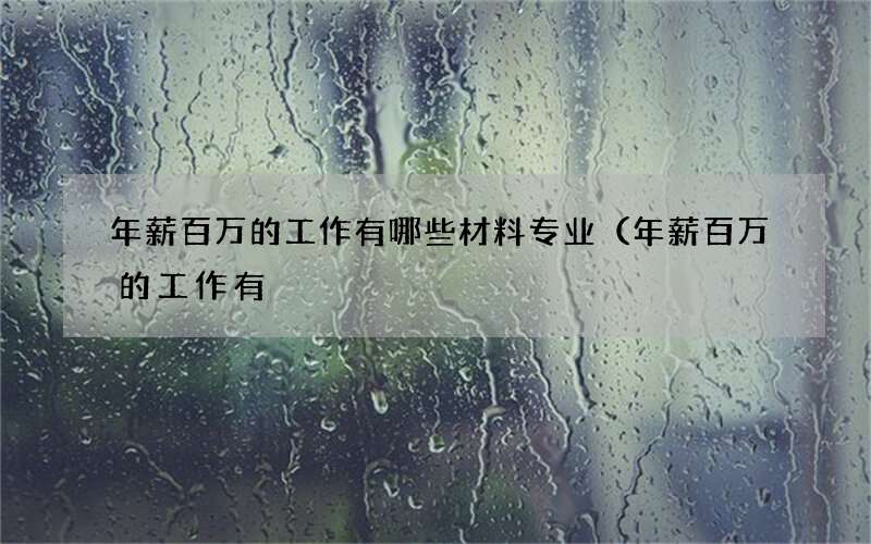 年薪百万的工作有哪些材料专业（年薪百万的工作有