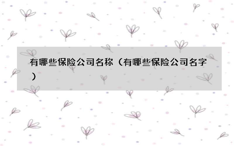 有哪些保险公司名称（有哪些保险公司名字）