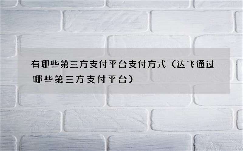 有哪些第三方支付平台支付方式（达飞通过哪些第三方支付平台）