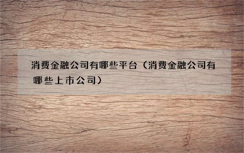 消费金融公司有哪些平台（消费金融公司有哪些上市公司）