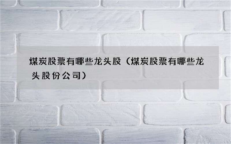 煤炭股票有哪些龙头股（煤炭股票有哪些龙头股份公司）