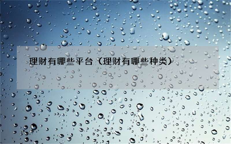 理财有哪些平台（理财有哪些种类）