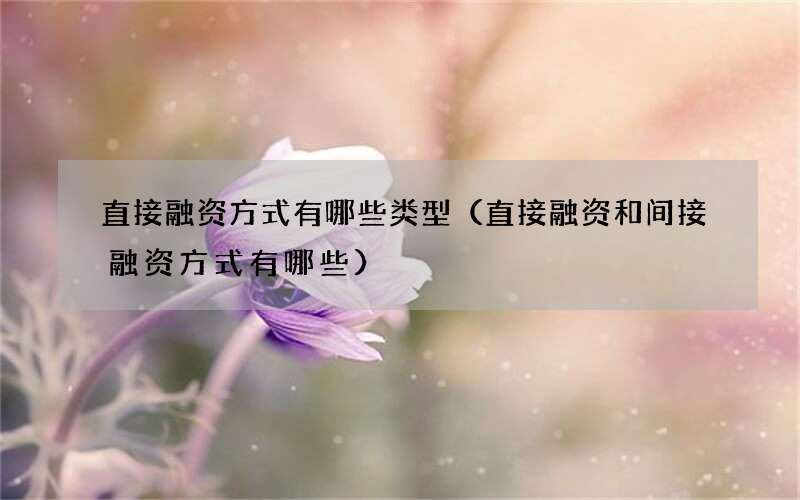直接融资方式有哪些类型（直接融资和间接融资方式有哪些）