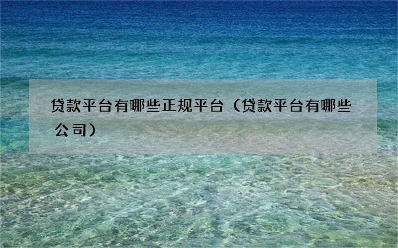 贷款平台有哪些正规平台（贷款平台有哪些公司）