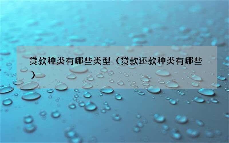 贷款种类有哪些类型（贷款还款种类有哪些）