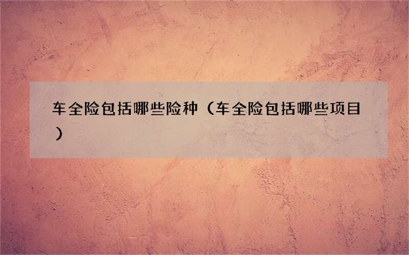 车全险包括哪些险种（车全险包括哪些项目）