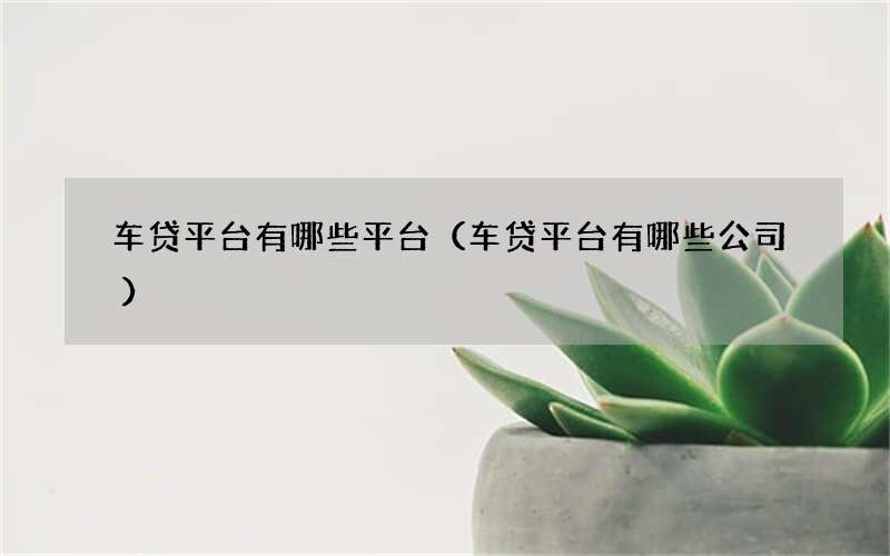 车贷平台有哪些平台（车贷平台有哪些公司）