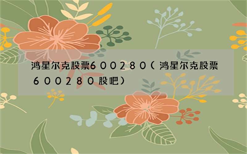 鸿星尔克股票600280(鸿星尔克股票600280股吧)